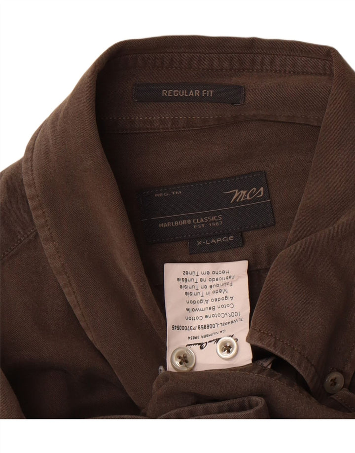 Cămașă Marlboro Classics pentru bărbați, XL, bumbac maro