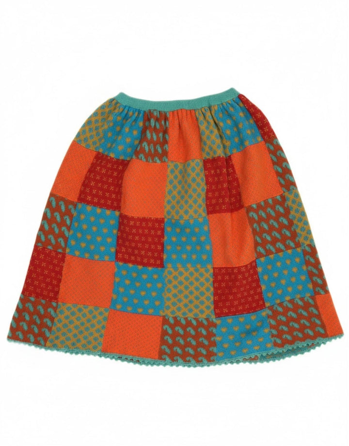 Fustă A-Line tricotată vintage pentru femei W26, patchwork multicolor mic