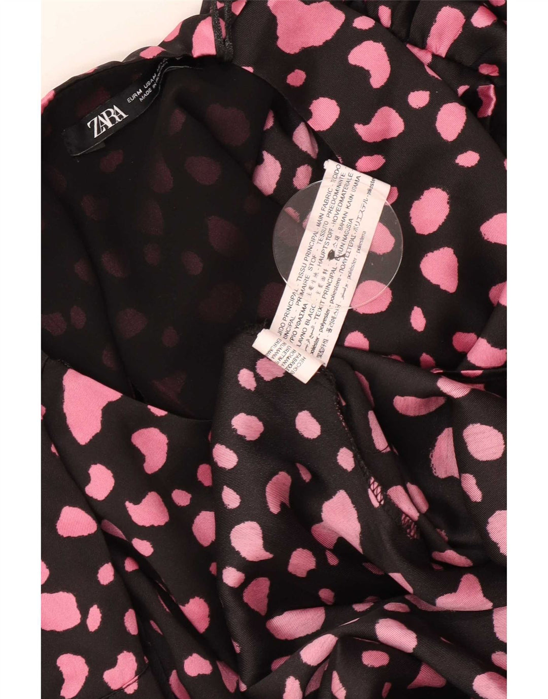 Rochie maxi cu mânecă lungă pentru femei Zara UK 12 Poliester cu pete negre medii