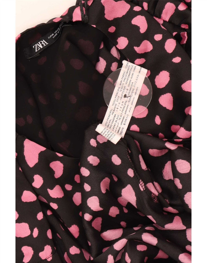 Rochie maxi cu mânecă lungă pentru femei Zara UK 12 Poliester cu pete negre medii
