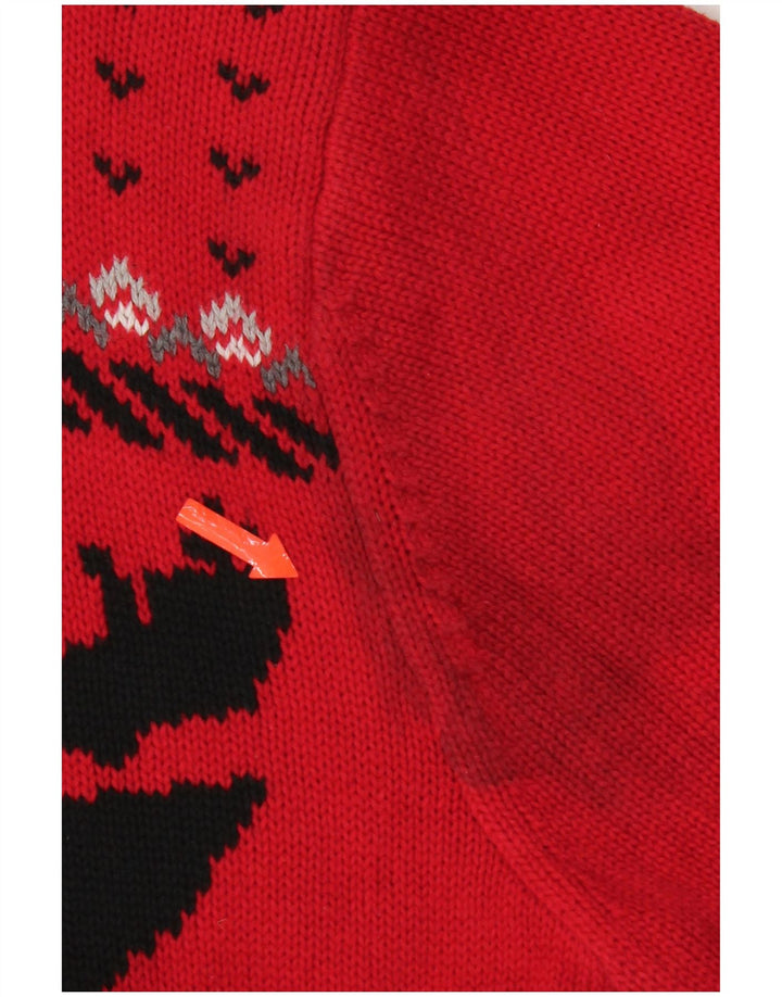 Pulover pentru bărbați Chaps, cu fermoar, cu gât, mare, roșu, din bumbac Fair Isle