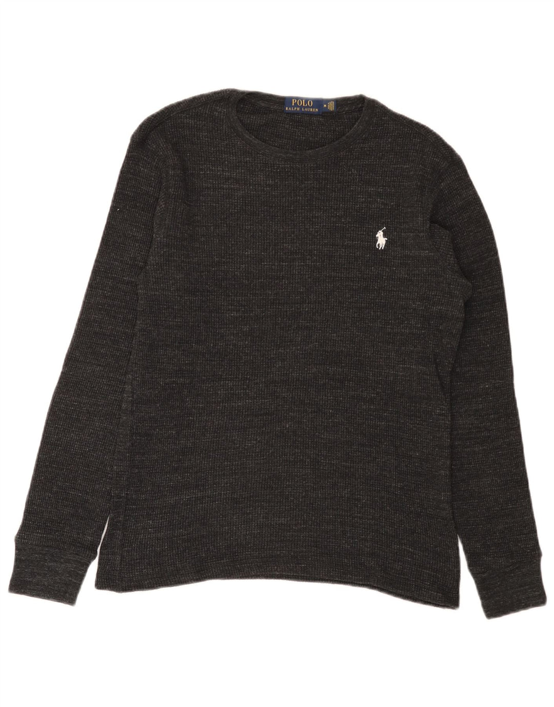 Top pentru bărbați Polo Ralph Lauren cu mânecă lungă, gri mediu, bumbac cu pete