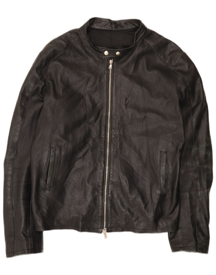 Jachetă de piele vintage pentru bărbați UK 44 2XL Negru