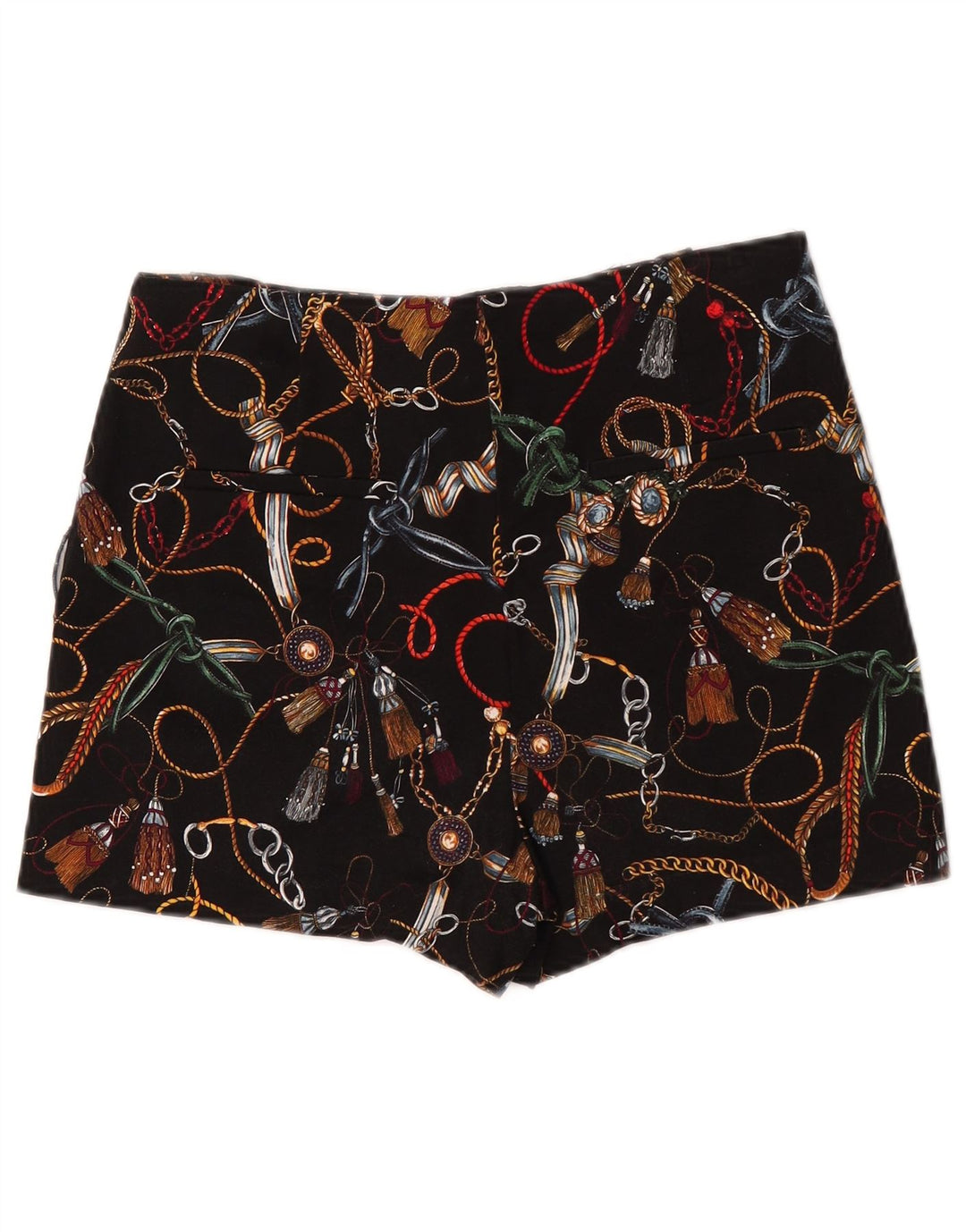 Pantaloni scurți chino cu talie înaltă pentru femei Zara, cu model abstract, mediu W28 negru