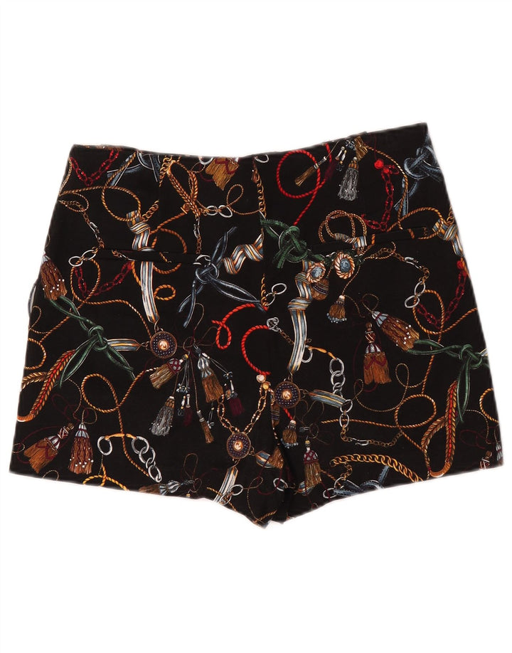 Pantaloni scurți chino cu talie înaltă pentru femei Zara, cu model abstract, mediu W28 negru