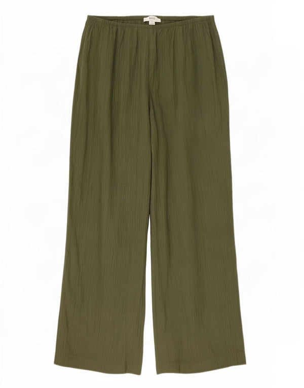 Pantaloni casual pentru femei Marks & Spencer cu picioare largi UK 16 mare W36 L27 kaki