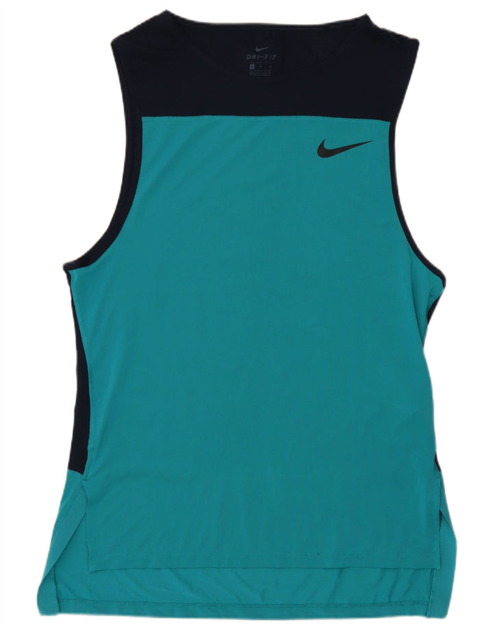 Top cu vestă grafică Nike Dri Fit pentru femei UK 14 Medium Blue Colorblock