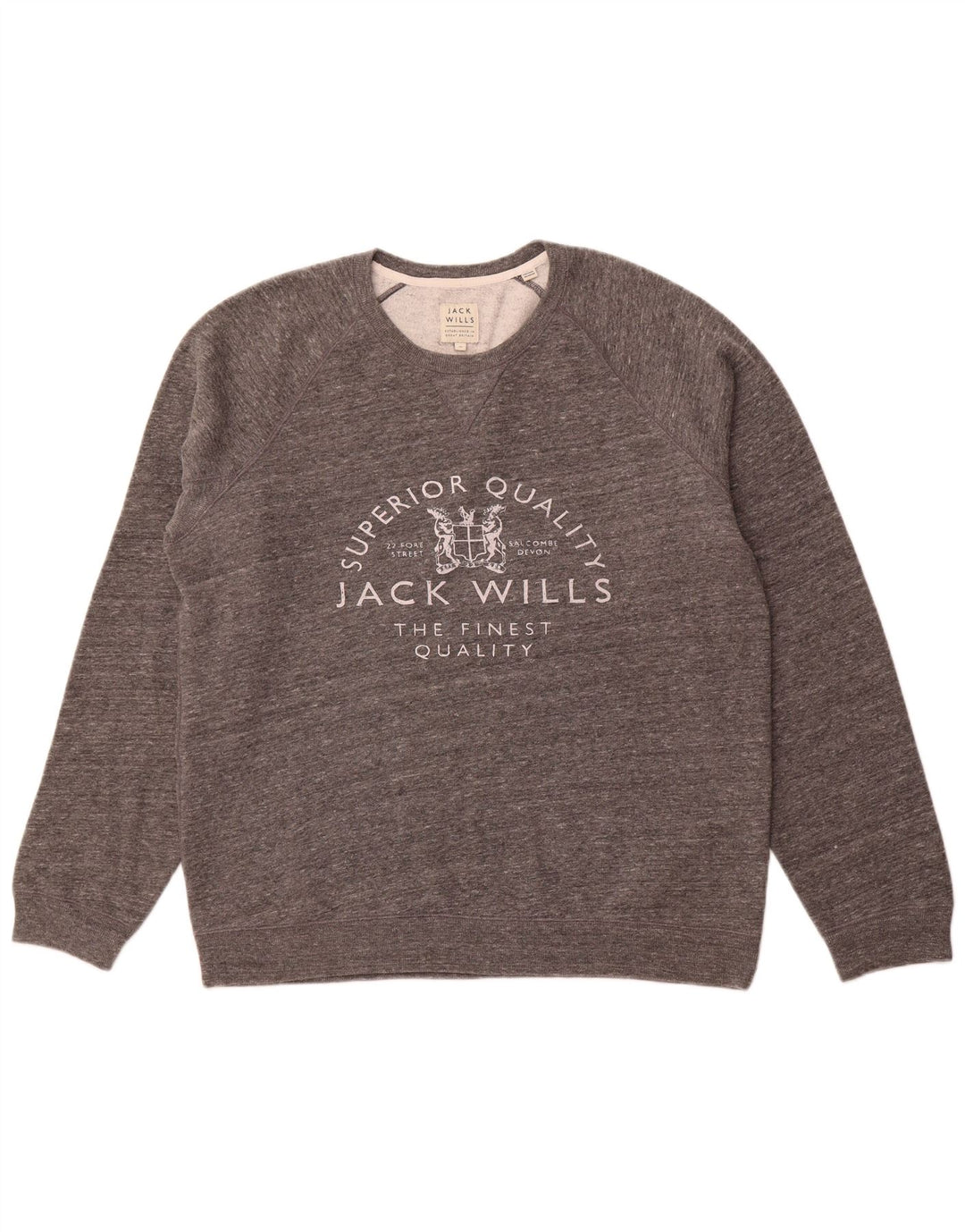JACK WILLS Pulover pentru bărbați cu decolteu rotund, XL, bumbac cu pete gri