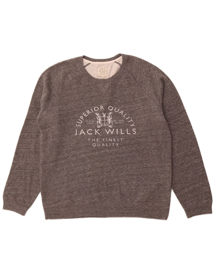 JACK WILLS Pulover pentru bărbați cu decolteu rotund, XL, bumbac cu pete gri