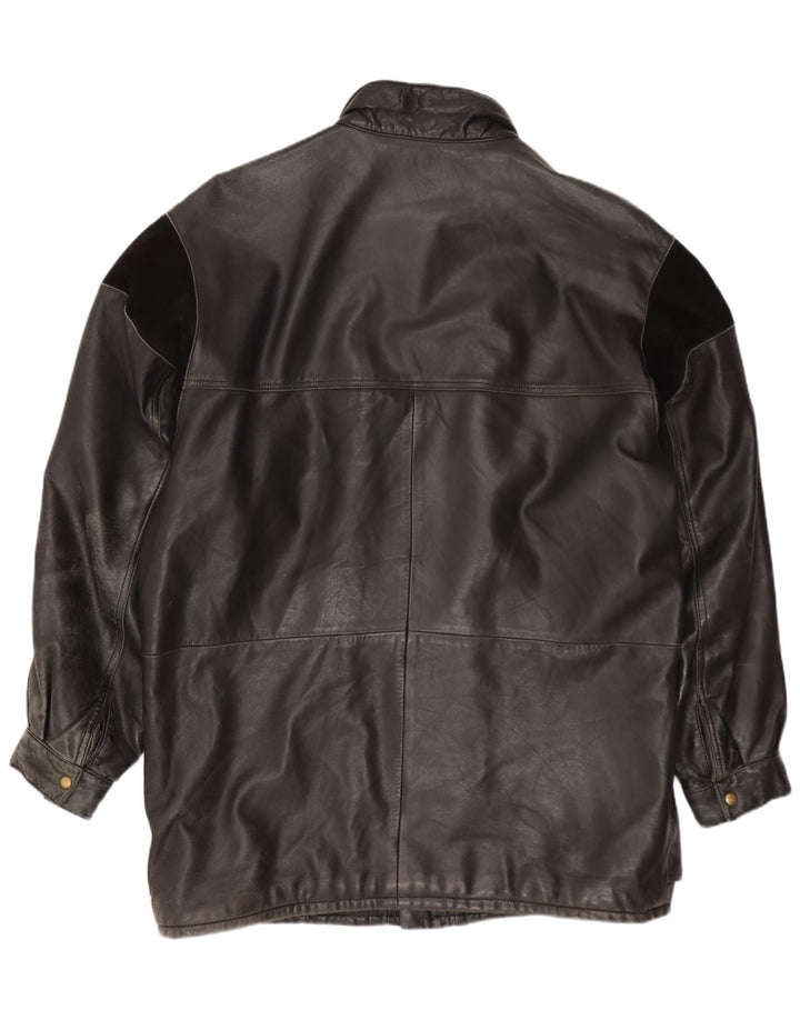 Jachetă de piele vintage pentru bărbați UK 40 Large Black