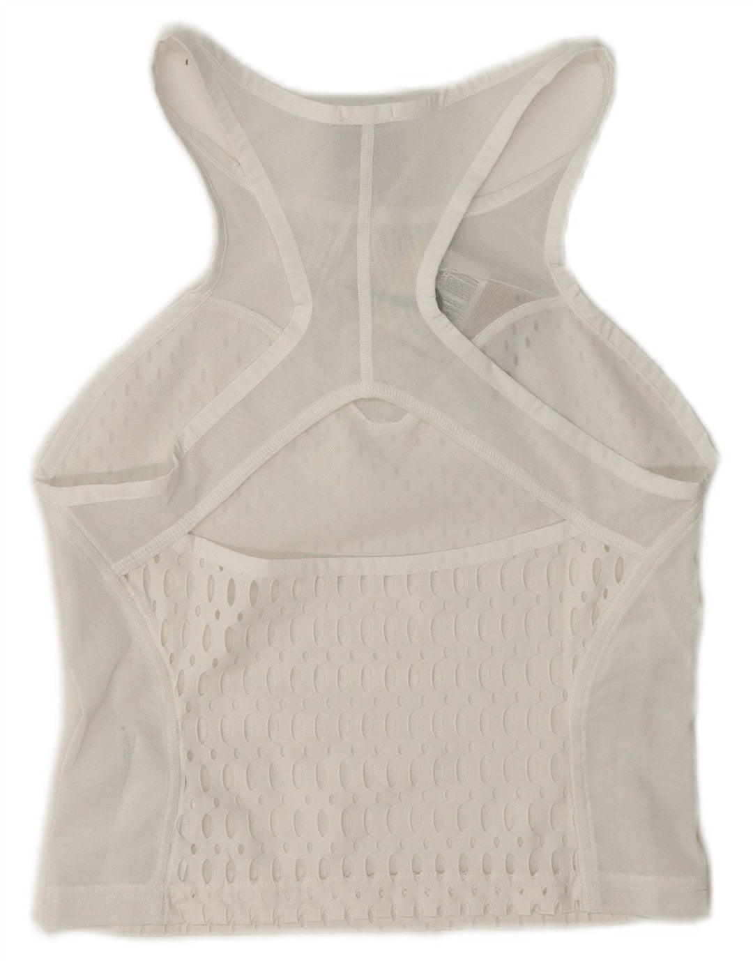 Top cu vestă scurtă, cu crop transparent, pentru femei, Nike, UK 8, poliester alb mic