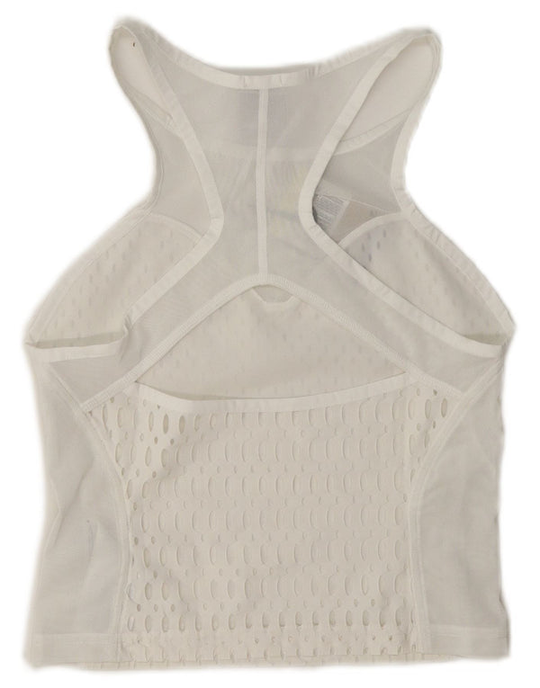 Top cu vestă scurtă, cu crop transparent, pentru femei, Nike, UK 8, poliester alb mic