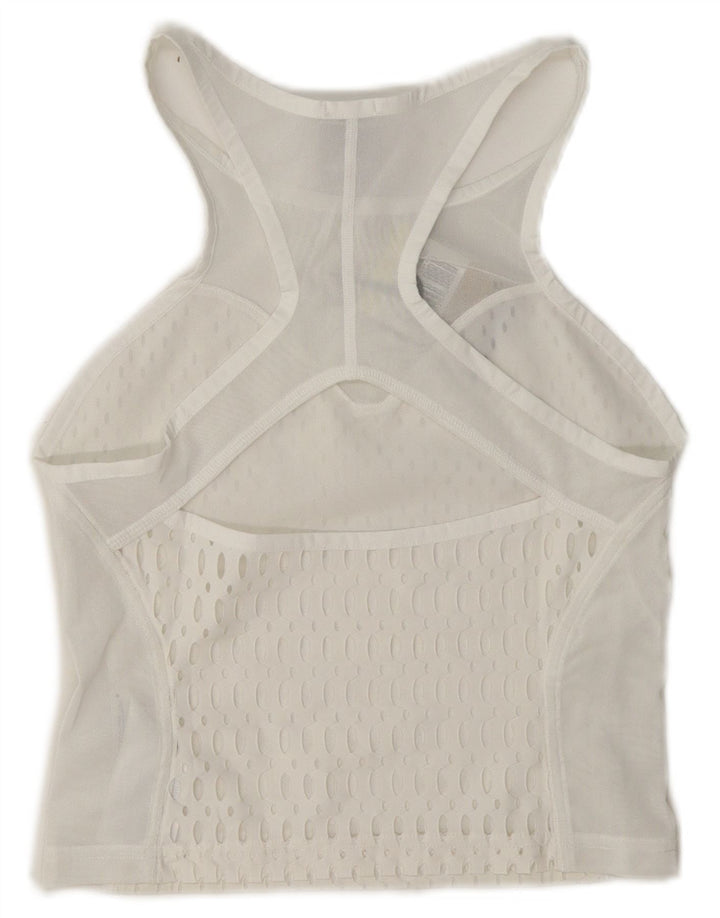 Top cu vestă scurtă, cu crop transparent, pentru femei, Nike, UK 8, poliester alb mic