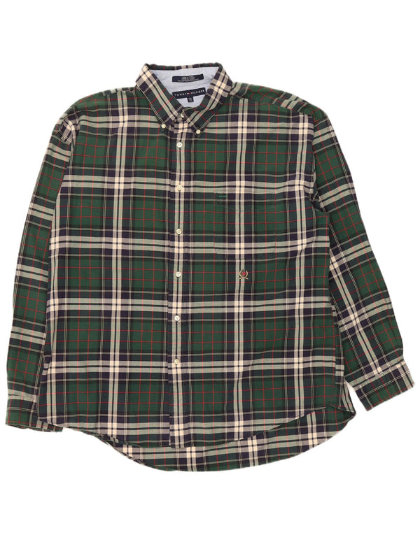 Cămașă de flanel pentru bărbați Tommy Hilfiger, bumbac verde check 2XL