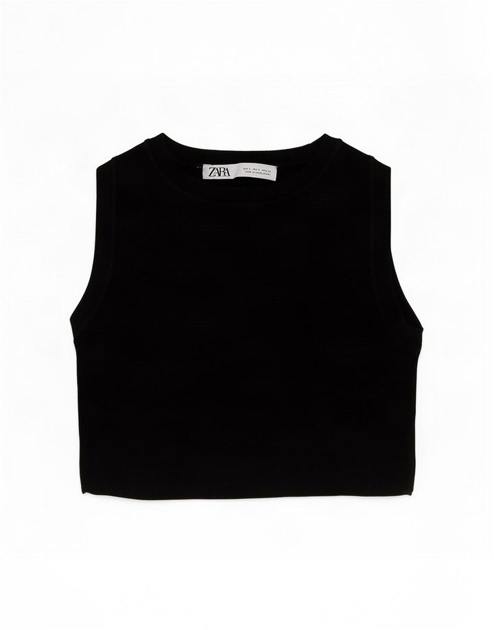 Vestă Crop Top pentru femei Zara UK 8 Small Black Viscose