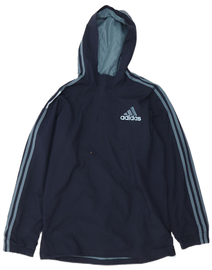 Jachetă de ploaie Anorak cu glugă ADIDAS pentru băieți 13-14 ani, bleumarin, poliester