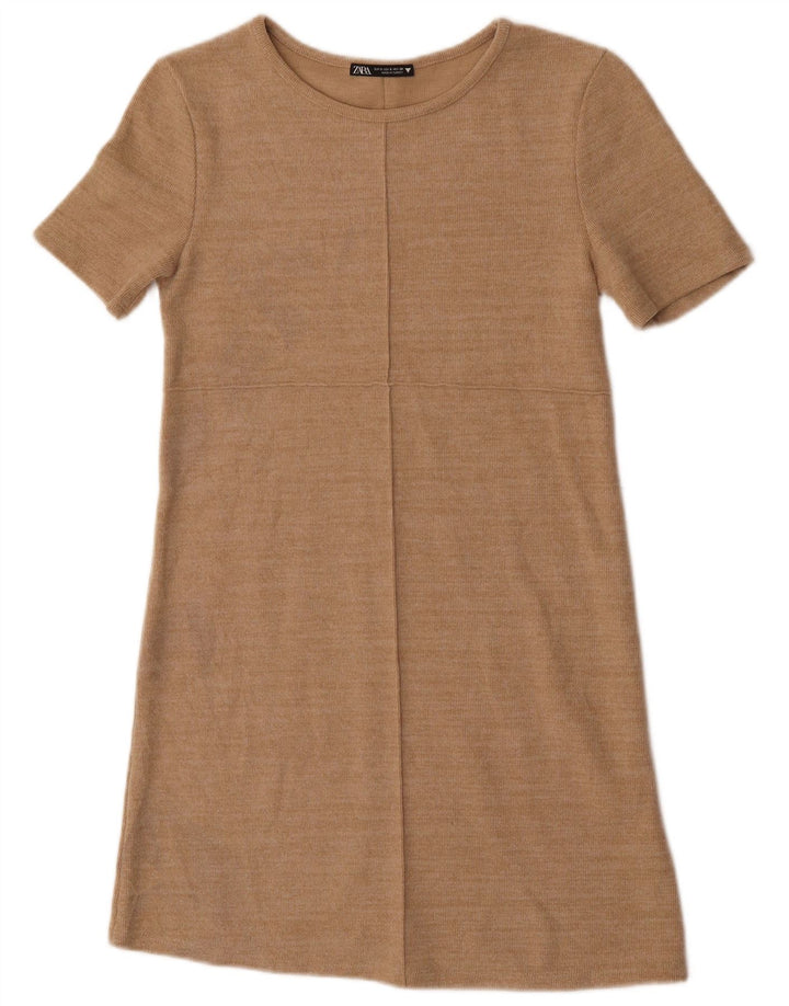 Rochie Schimbată pentru Damă Zara UK 8 Mic Bej Bumbac