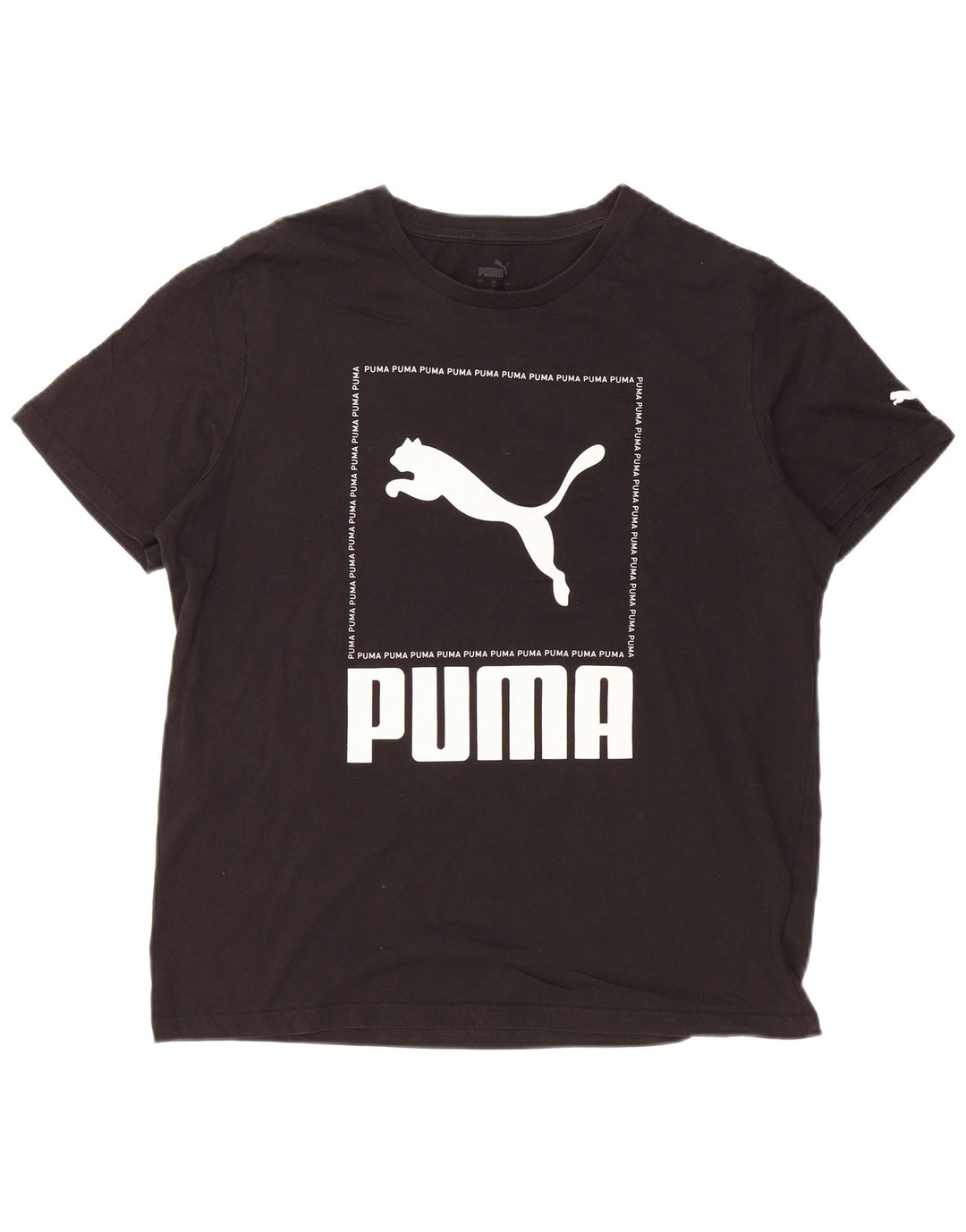 Tricou grafic PUMA pentru bărbați Top mare din bumbac negru