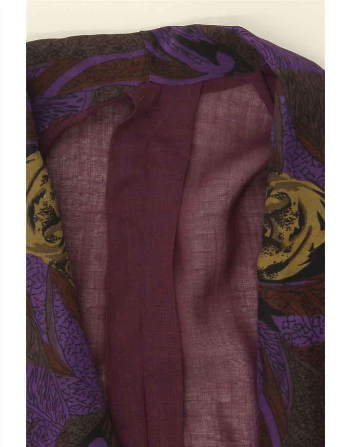 VINTAGE Womens Double Breasted Blazer Jacket UK 14 Medium Maroon Floral Vintage Vintage and Second-Hand Vintage from Messina Hembry 
