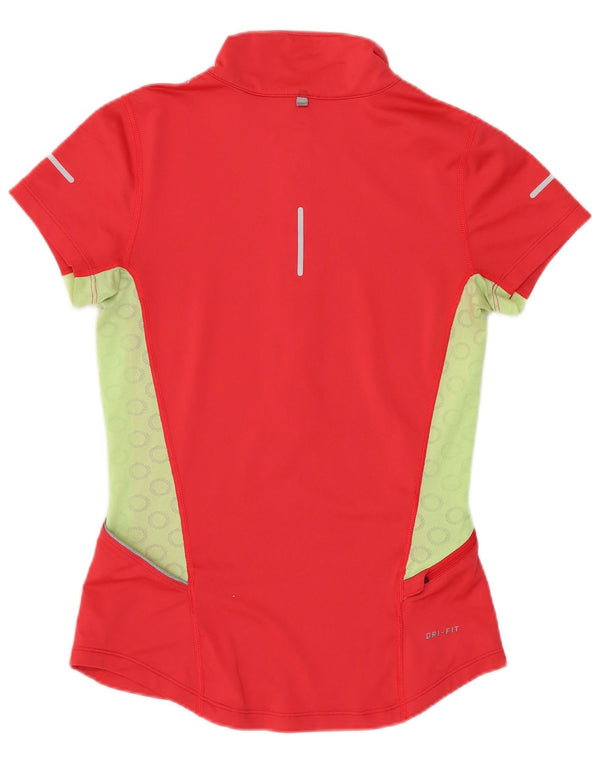 Tricou Nike Dri Fit, cu fermoar și gât, pentru femei, UK 6 XS, roșu, bloc de culoare