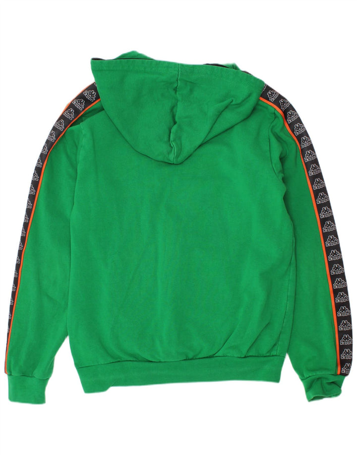 Pulover cu glugă cu grafic KAPPA pentru băieți 9-10 ani, bumbac color bloc verde