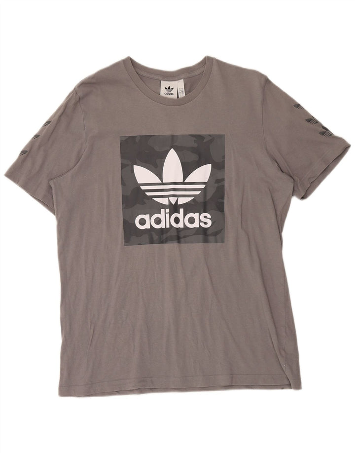 Tricou grafic ADIDAS pentru bărbați Top mare din bumbac gri