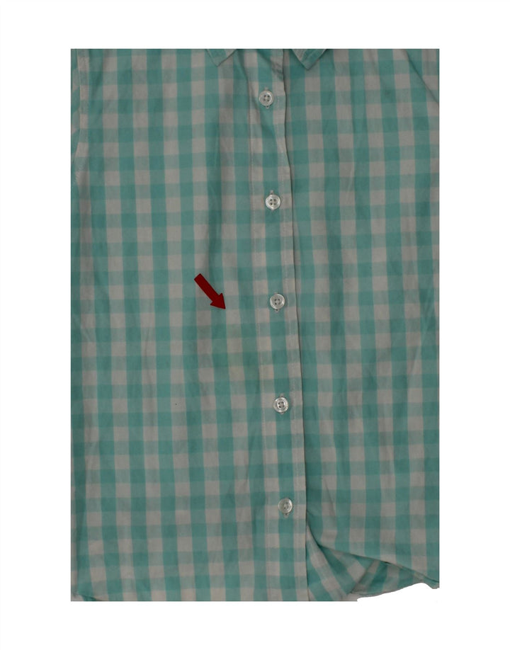 BENETTON Girls Short Sleeve Shirt 7-8 Years Medium  Turquoise Gingham Vintage Benetton and Second-Hand Benetton from Messina Hembry 