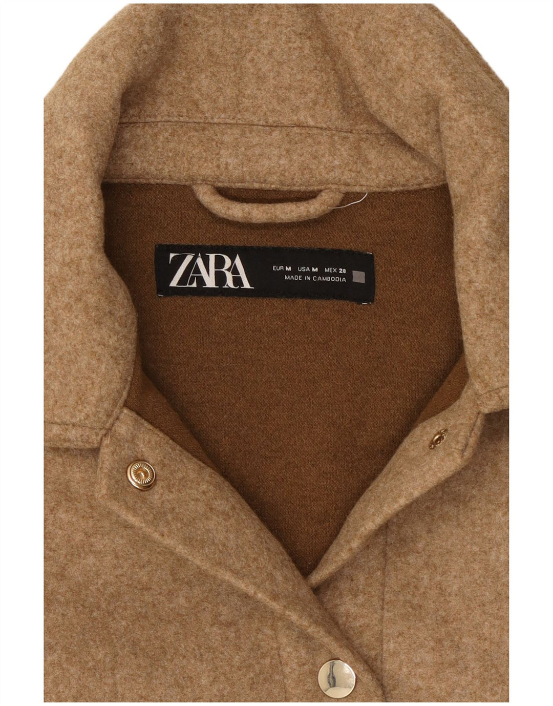 Cămașă de flanel Lumberjack pentru femei Zara UK 14 Medium Bej Poliester