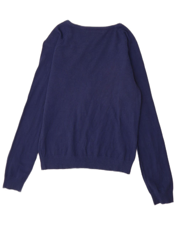 Pulover cardigan pentru femei Zara UK 14 mare bumbac bleumarin