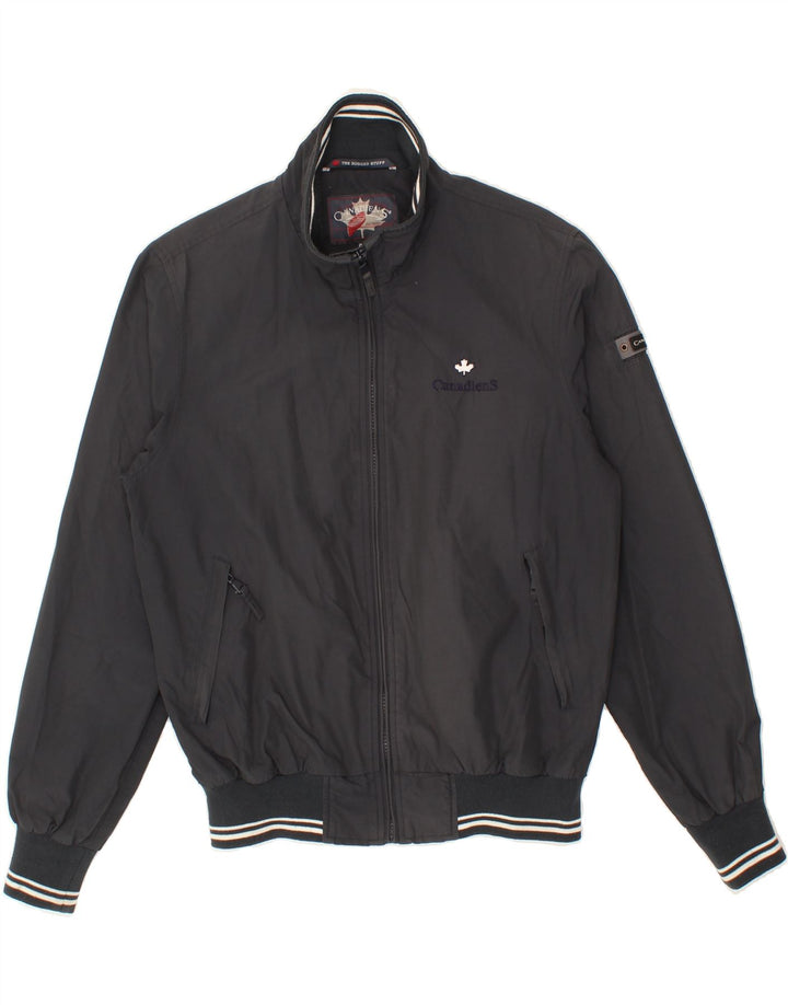 CANADIENS Mens Bomber Jacket IT 48 Medium Grey Cotton Vintage Canadiens and Second-Hand Canadiens from Messina Hembry 