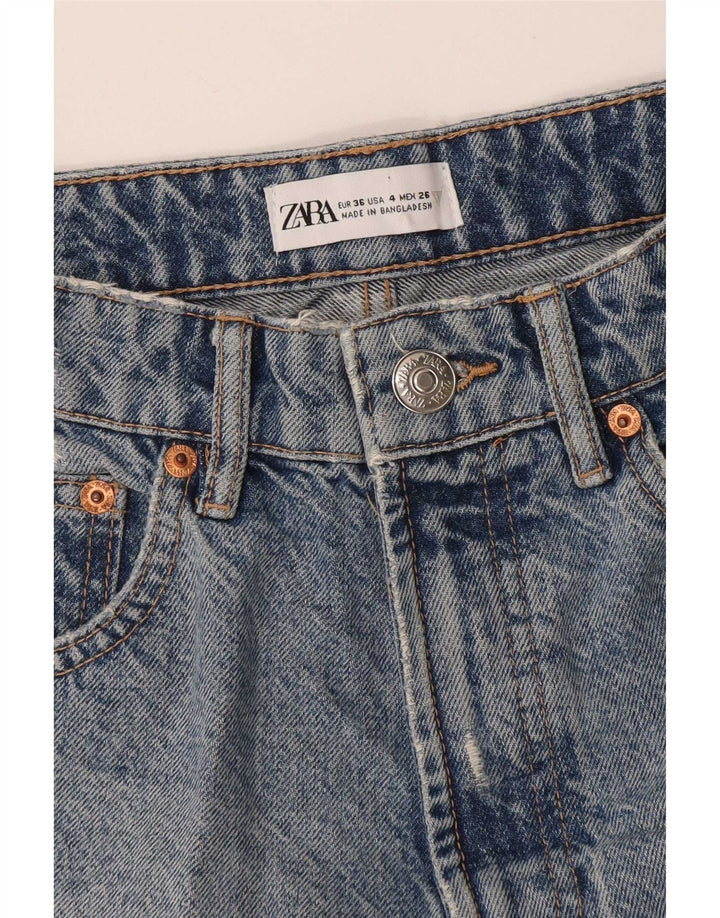 Pantaloni scurți din denim învechit pentru femei Zara EU 36 XS W26 Albastru