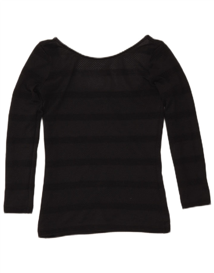 Pulover GUESS pentru damă, crop cu gât de barcă, UK 4 XS, cu dungi negre