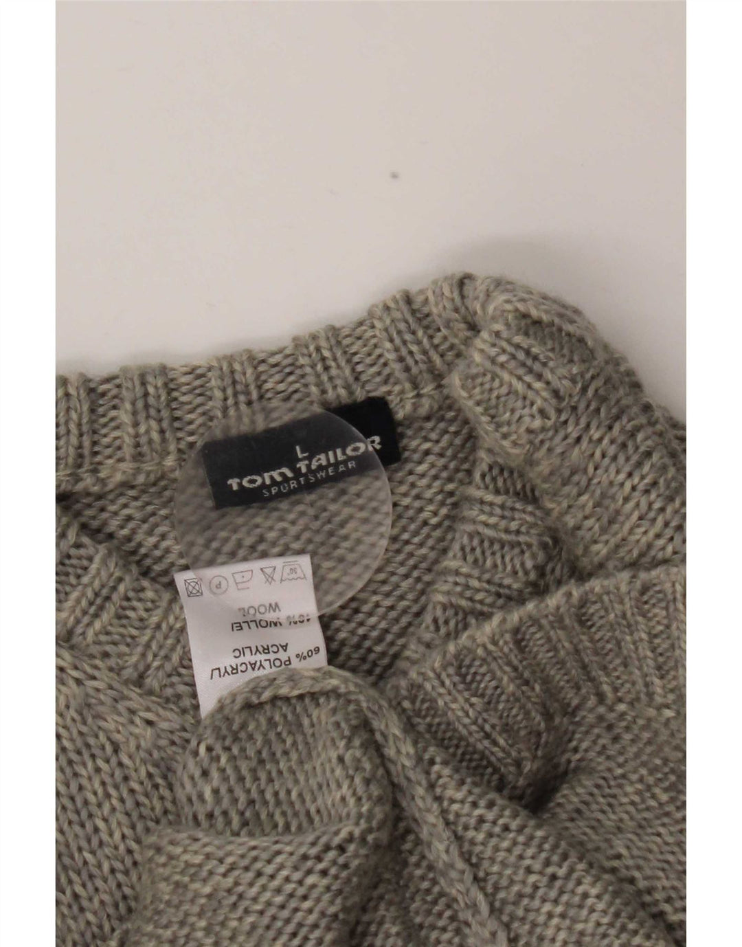 Pulover cu decolteu în V Tom Tailor pentru femei UK 16, mare, gri, color block