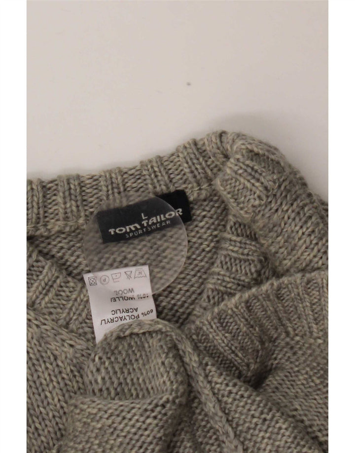 Pulover cu decolteu în V Tom Tailor pentru femei UK 16, mare, gri, color block