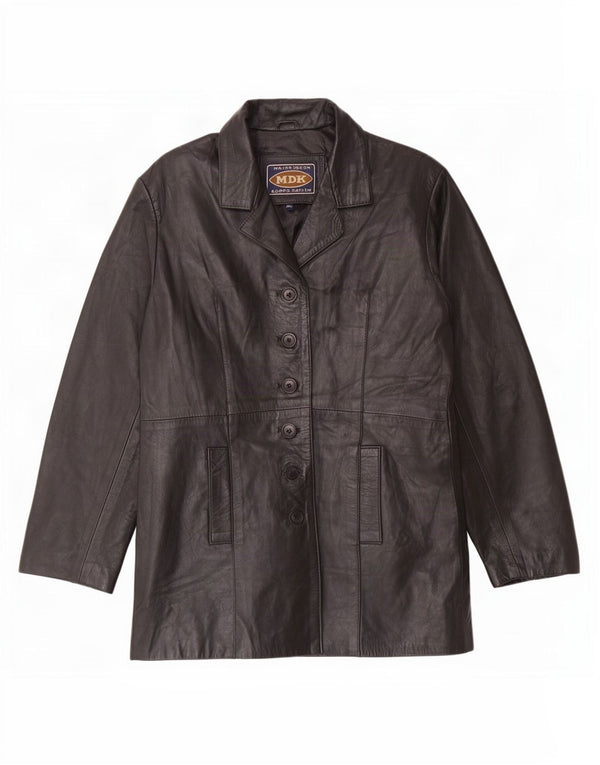 MDK Jachetă din piele cu 6 nasturi pentru femei UK 18 XL Negru