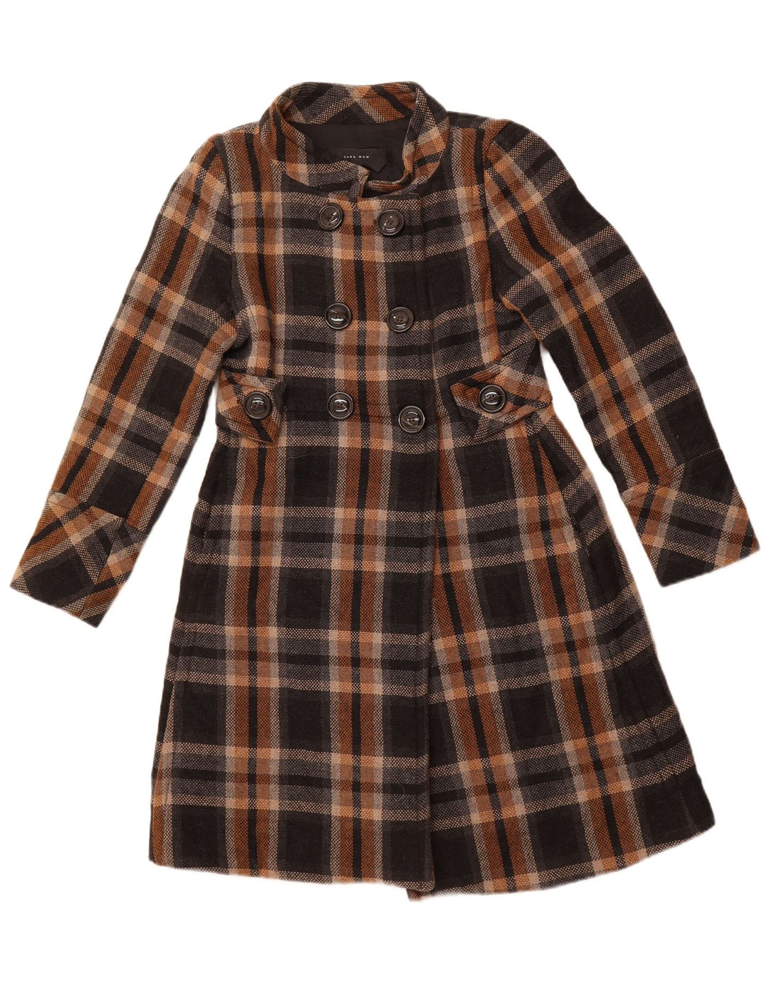 Palton dublu pentru femei ZARA UK 14, mare, negru, acrilic