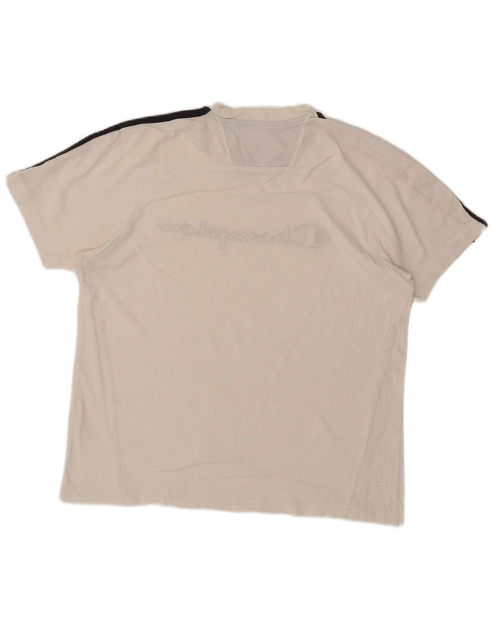 Tricou grafic pentru bărbați Champion Top mediu alb din bumbac color bloc