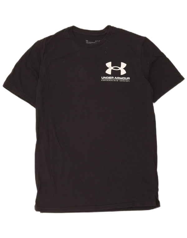 Tricou grafic Under Armour pentru bărbați Heat Gear Top mediu din bumbac negru