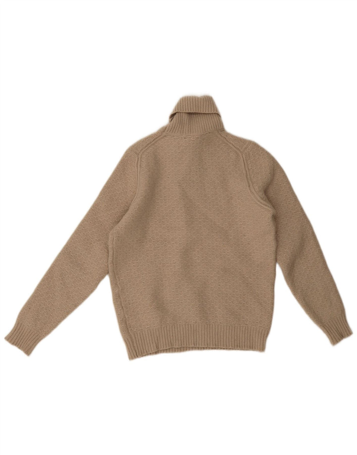 Massimo Dutti Pulover cu gât rulat pentru femei UK 14 Large Bej Geometric