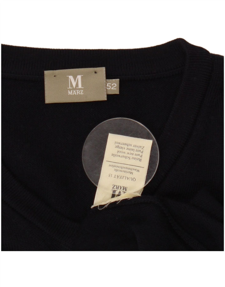 MARZ Pulover cu decolteu în V pentru bărbați IT 52 Lână mare albastru bleumarin