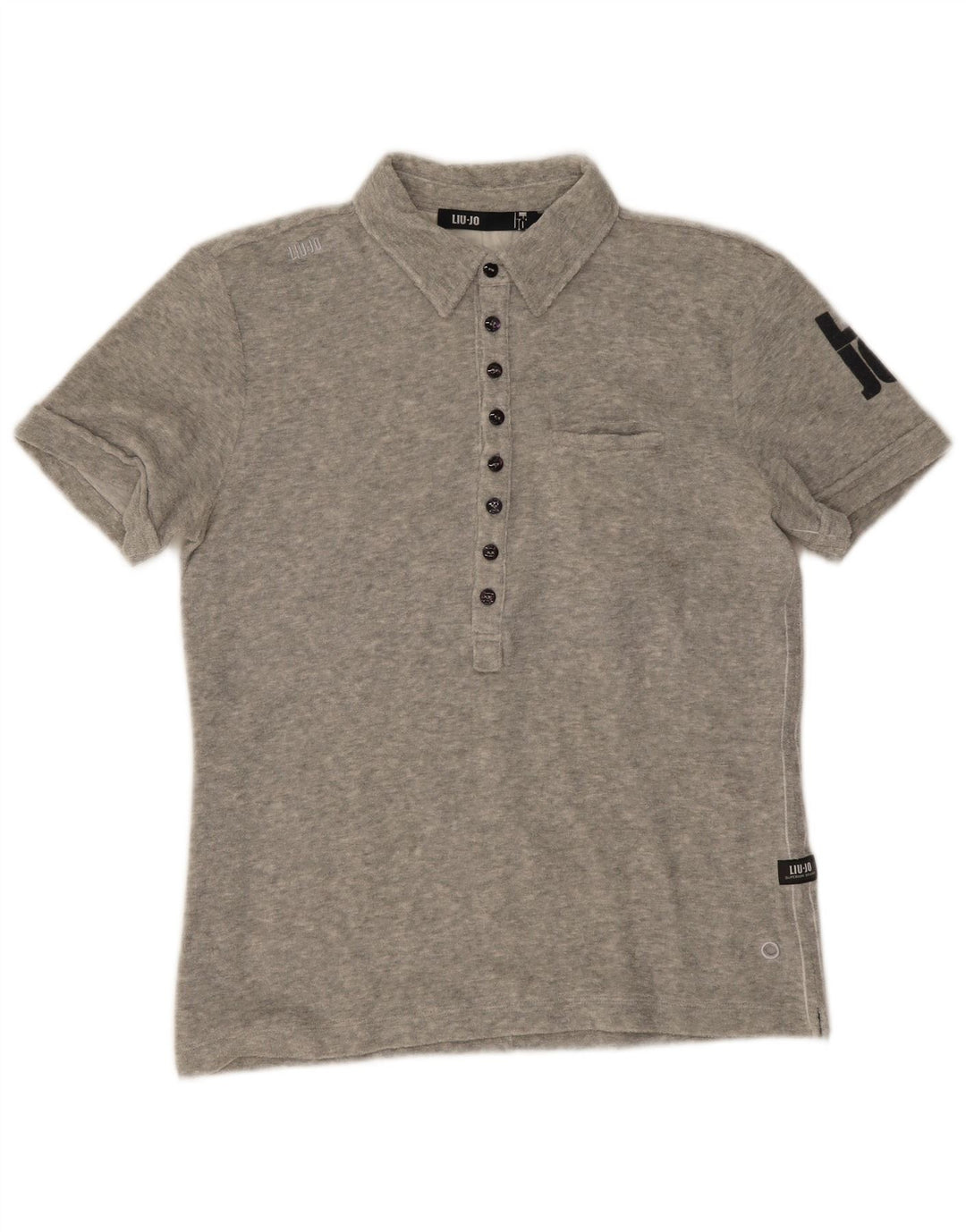 Tricou polo cu grafică pentru bărbați Liu Jo IT 48, bumbac gri mediu