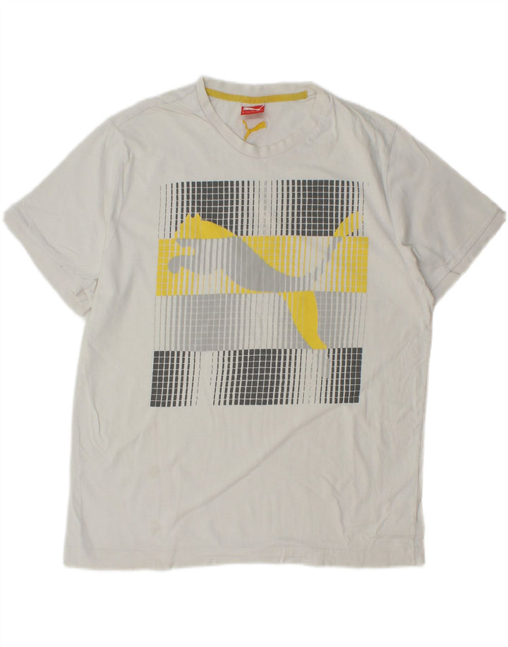 PUMA Mens Graphic T-Shirt Top XL White Vintage Puma and Second-Hand Puma from Messina Hembry 