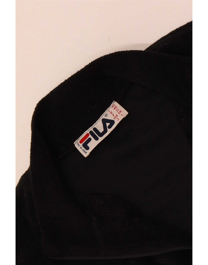 Pulover Fila pentru bărbați, cu fermoar și gât, negru
