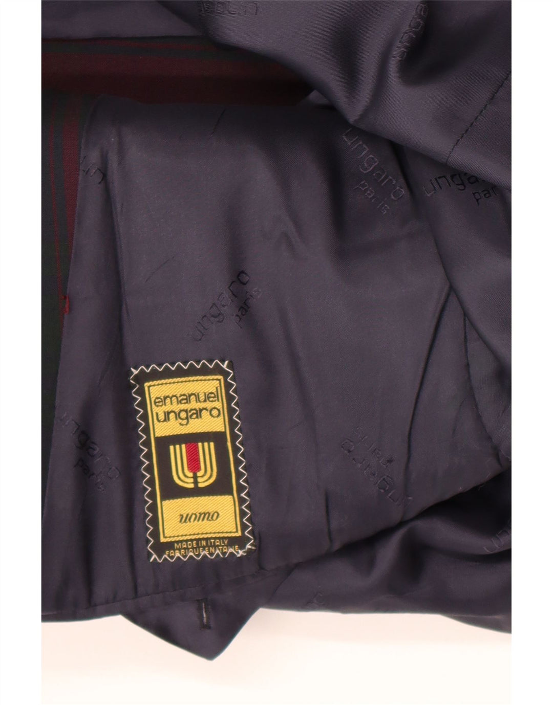 Emanuel Ungaro Jachetă Blazer pentru bărbați cu 2 nasturi UK 38 Medium Burgundy Check