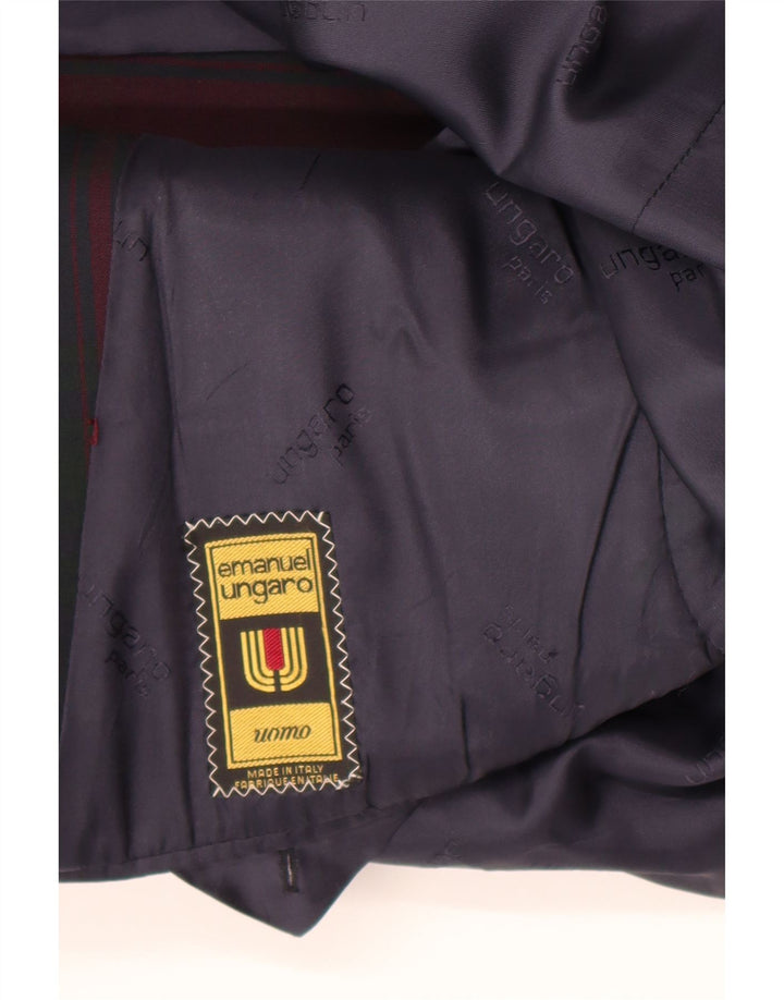 Emanuel Ungaro Jachetă Blazer pentru bărbați cu 2 nasturi UK 38 Medium Burgundy Check