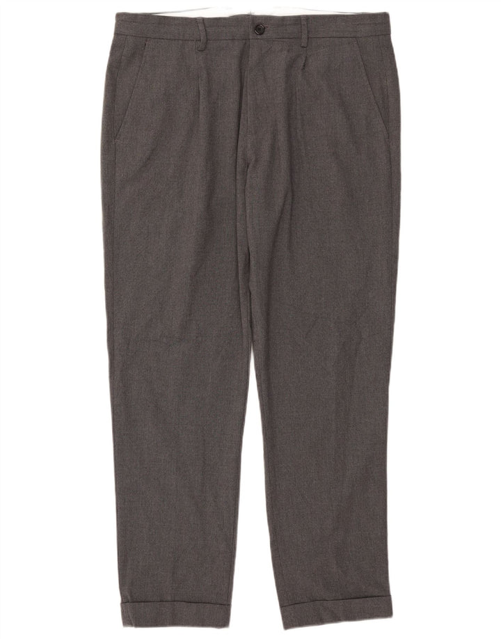 Pantaloni chino drepți pentru bărbați Zara EU 44 Large W34 L29 Gri Poliester