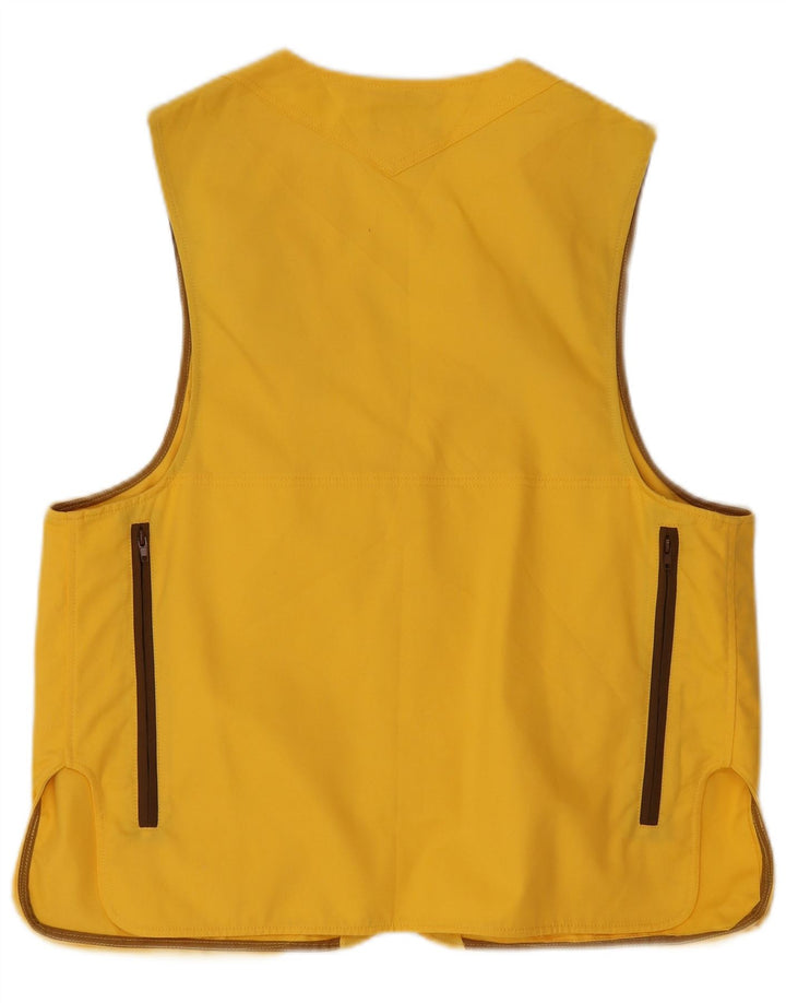 VINTAGE Gilet utilitar pentru bărbați UK 40, mare, galben, poliester color bloc