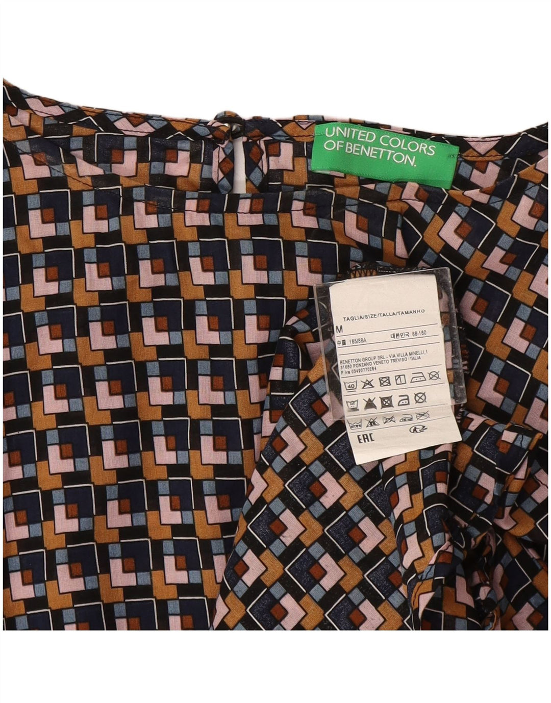 Bluză pentru femei Benetton UK 14 Bumbac geometric multicolor mediu