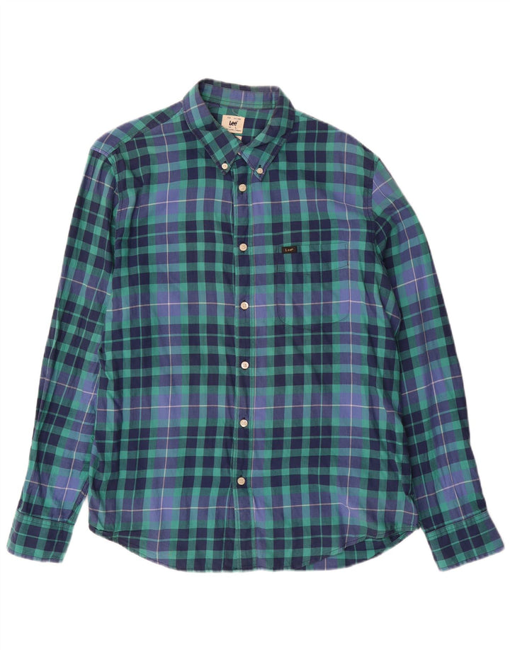 Cămașă LEE pentru bărbați, cu ajustare normală, din bumbac cu carouri albastre mari