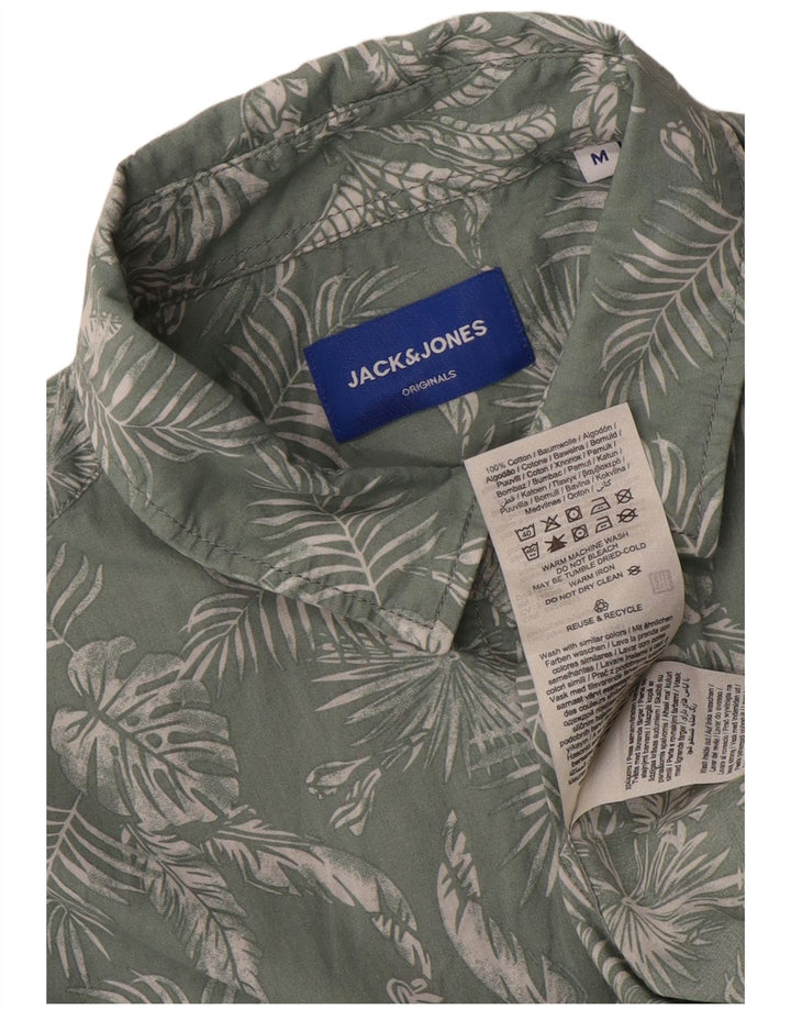 Cămașă cu mânecă scurtă Jack & Jones pentru bărbați, bumbac floral verde mediu